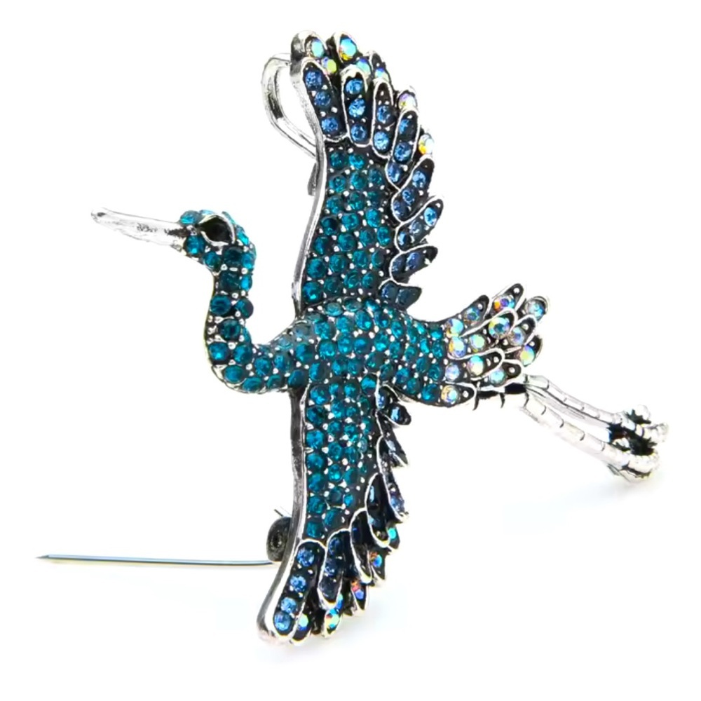 🌻 3/$25 Rhinestones Elegant Blue and Green Bird Brooch - Picture 7 of 9